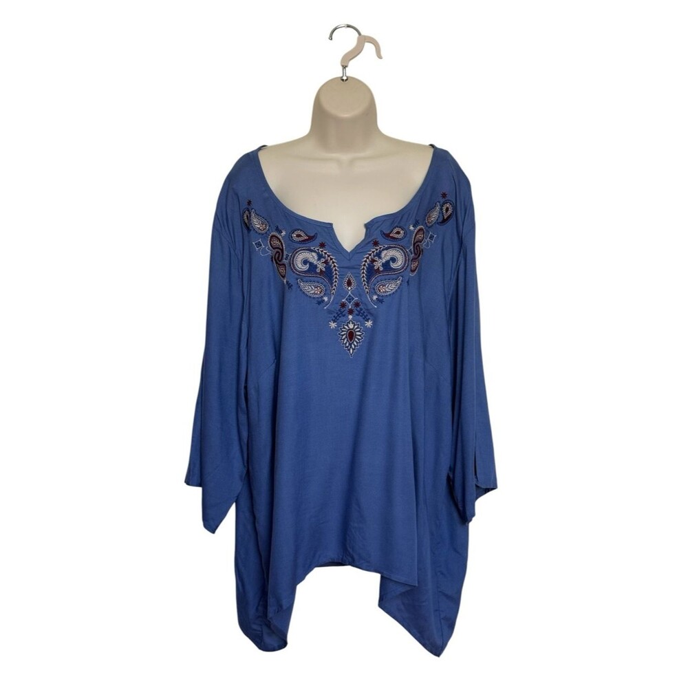 NWT Great Northwest Indigo Women’s Plus Size Embroidered Bohemian Tunic Sz 3X